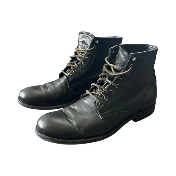 Frye Tyler Lace Up Men’s Sz 11 Black Leather Boots 3486070