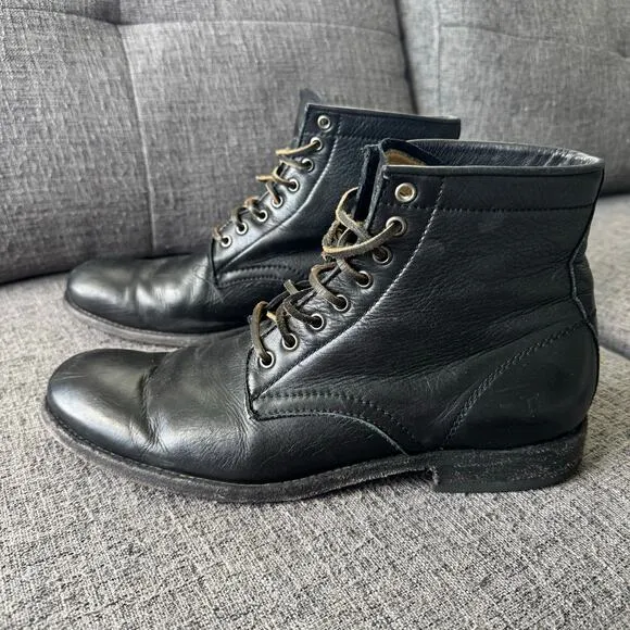 Frye Tyler Lace Up Men’s Sz 11 Black Leather Boots 3486070