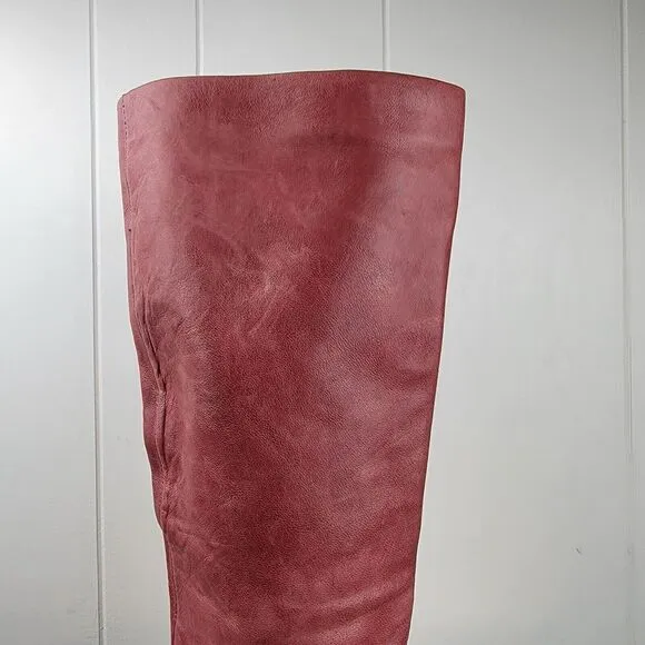 Frye Womens Bethany Strappy Soft Knee High Leather Boots Red Size 6 M