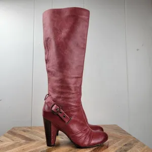 Frye Womens Bethany Strappy Soft Knee High Leather Boots Red Size 6 M