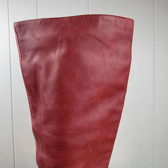 Frye Womens Bethany Strappy Soft Knee High Leather Boots Red Size 6 M