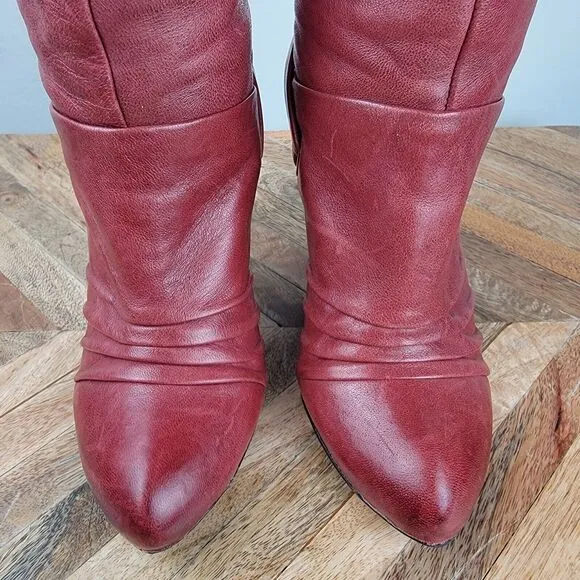 Frye Womens Bethany Strappy Soft Knee High Leather Boots Red Size 6 M