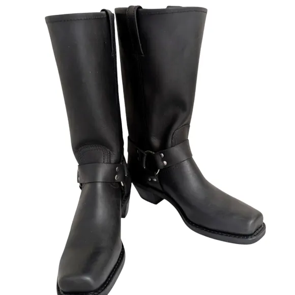 Frye women's Black Harness Leather Boots....size 10