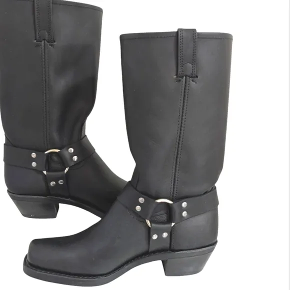 Frye women's Black Harness Leather Boots....size 10