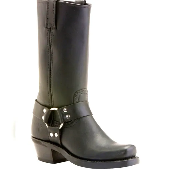 Frye women's Black Harness Leather Boots....size 10