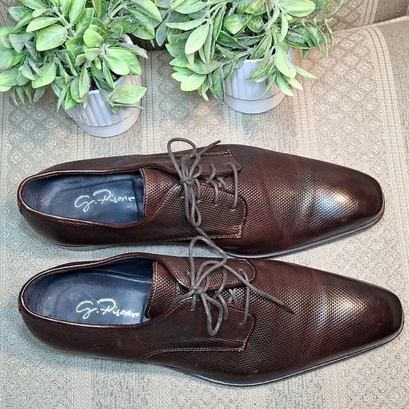 G Pisane Boutique Men's Debossed Locked  Weave Oxford Shoes