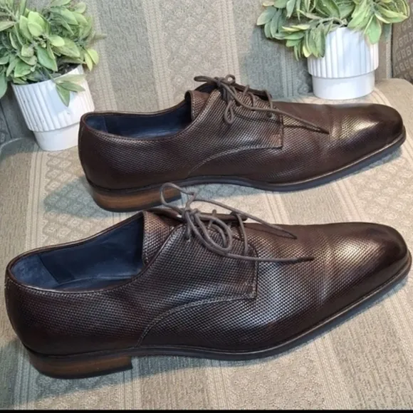 G Pisane Boutique Men's Debossed Locked  Weave Oxford Shoes