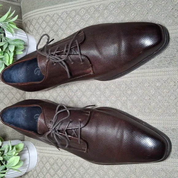 G Pisane Boutique Men's Debossed Locked  Weave Oxford Shoes