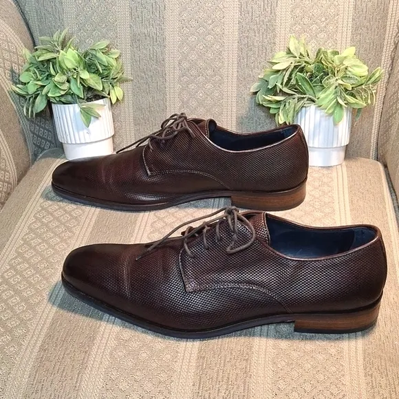 G Pisane Boutique Men's Debossed Locked  Weave Oxford Shoes