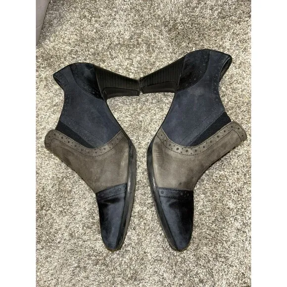Gabor Womens Heels Booties Comfort Suede 6.5 Blue Black Beige