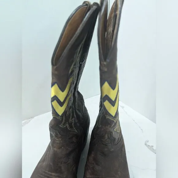 Gameday Men's 13 Inch West Virginia University 9.5D leather western cowboy boot