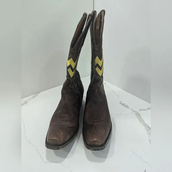 Gameday Men's 13 Inch West Virginia University 9.5D leather western cowboy boot