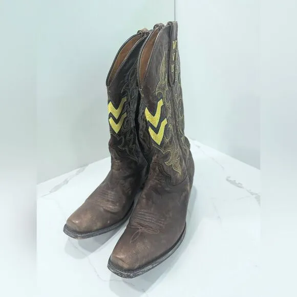 Gameday Men's 13 Inch West Virginia University 9.5D leather western cowboy boot