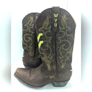 Gameday Men's 13 Inch West Virginia University 9.5D leather western cowboy boot