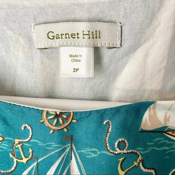 Garnet Hill  Blue Summer Sail Boat Tank Top Dress Size 2 Petite