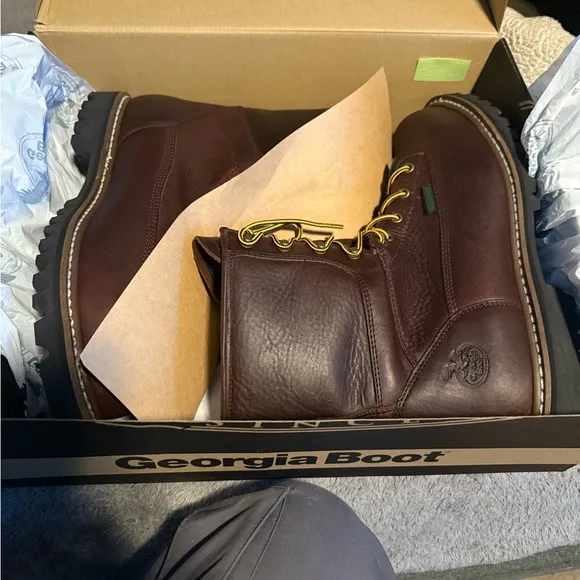 Georgia Boot Black Logger Boots Durable Lace-Up Design