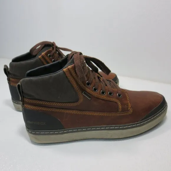 Geox Amphibiox Leather Canvas Comfort High Top Boots Men's Footwear Sz 44 11