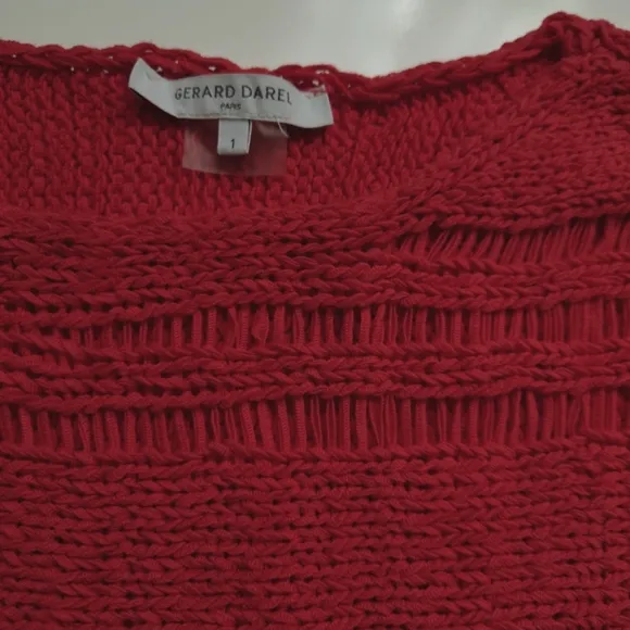 Gerard Darel Paris Open Knit Boat Neck Sweater Red Size 1
