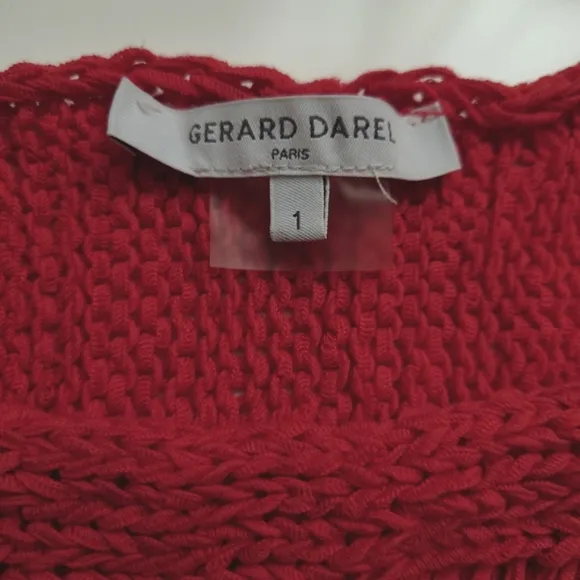 Gerard Darel Paris Open Knit Boat Neck Sweater Red Size 1