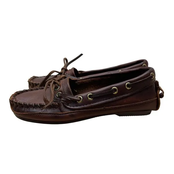G.H. Bass &amp; Co. Men’s Brown Leather Boat Loafers Moc Toe Slip-On Shoes Sz 8.5M