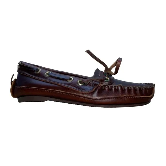 G.H. Bass &amp; Co. Men’s Brown Leather Boat Loafers Moc Toe Slip-On Shoes Sz 8.5M