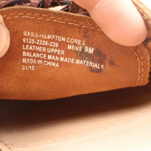 GH Bass Co Boat Hampton Core 2 Men's 9 M Brown Slip On Brown Leather Lace Up USA