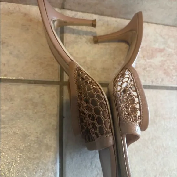 Gianvito Rossi heels Jamaica Mesh mule Sandal Beige fishnet shoes Alisia Slides