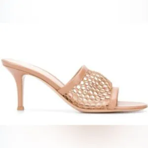 Gianvito Rossi heels Jamaica Mesh mule Sandal Beige fishnet shoes Alisia Slides