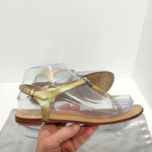 Giuseppe Zanotti Crystal T-Strap Sandals, Size 7|EUR‎ 37