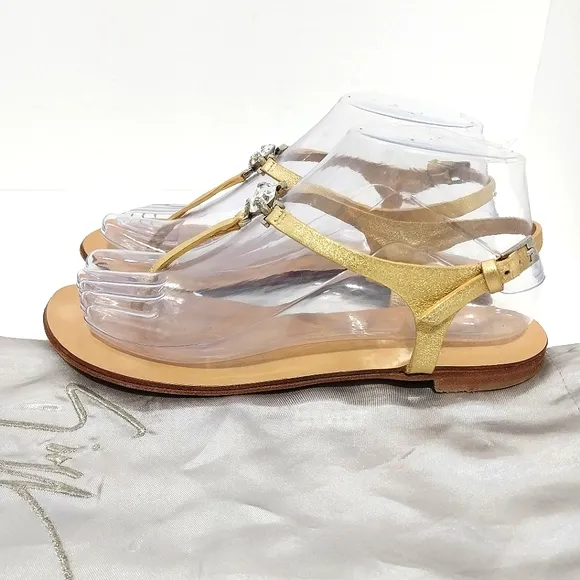 Giuseppe Zanotti Crystal T-Strap Sandals, Size 7|EUR‎ 37