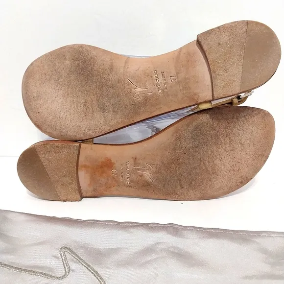 Giuseppe Zanotti Crystal T-Strap Sandals, Size 7|EUR‎ 37