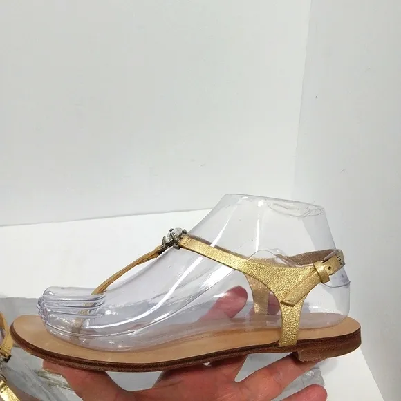 Giuseppe Zanotti Crystal T-Strap Sandals, Size 7|EUR‎ 37