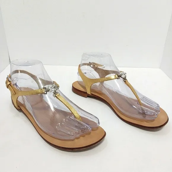 Giuseppe Zanotti Crystal T-Strap Sandals, Size 7|EUR‎ 37