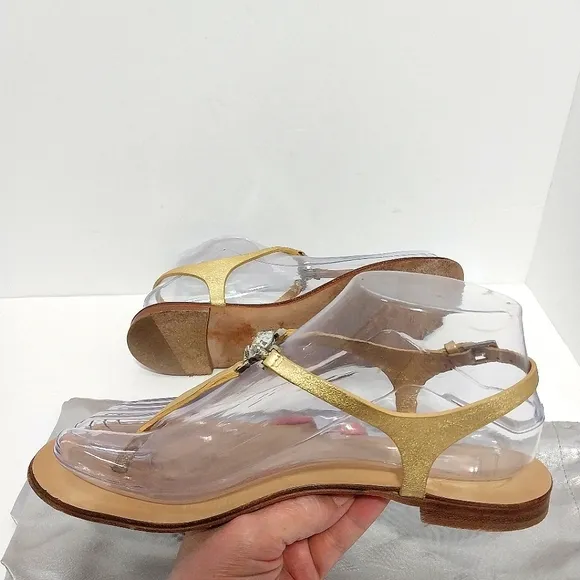 Giuseppe Zanotti Crystal T-Strap Sandals, Size 7|EUR‎ 37