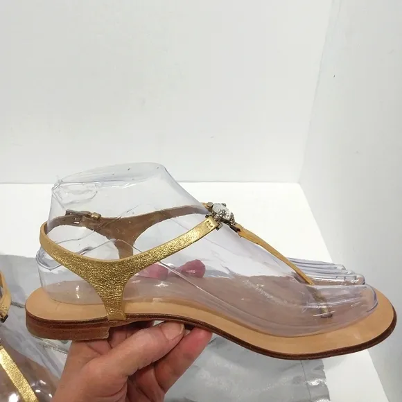 Giuseppe Zanotti Crystal T-Strap Sandals, Size 7|EUR‎ 37