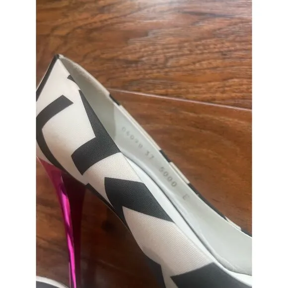 GIUSEPPE ZANOTTI Fulminato Printed Peep Toe Pumps 37 7 White Black
