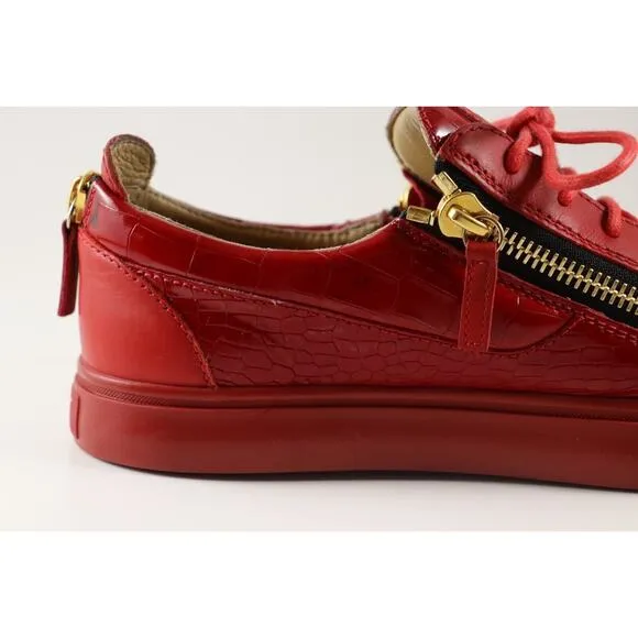 Giuseppe Zanotti Red Croc Embossed Sneaker Size EU42/US Mens 9