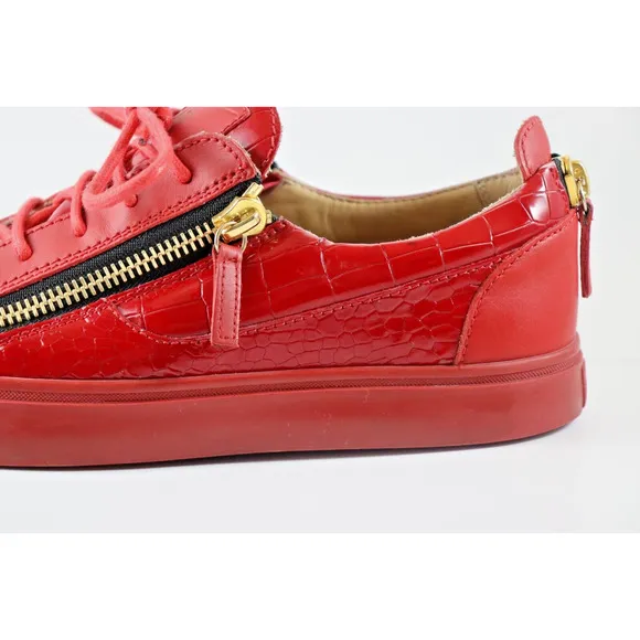 Giuseppe Zanotti Red Croc Embossed Sneaker Size EU42/US Mens 9