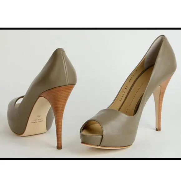 GIUSEPPE ZANOTTI SHOES PLATFORM PUMPS OPEN TOE LEATHER HIGH HEEL IT 39.5 US 9.5