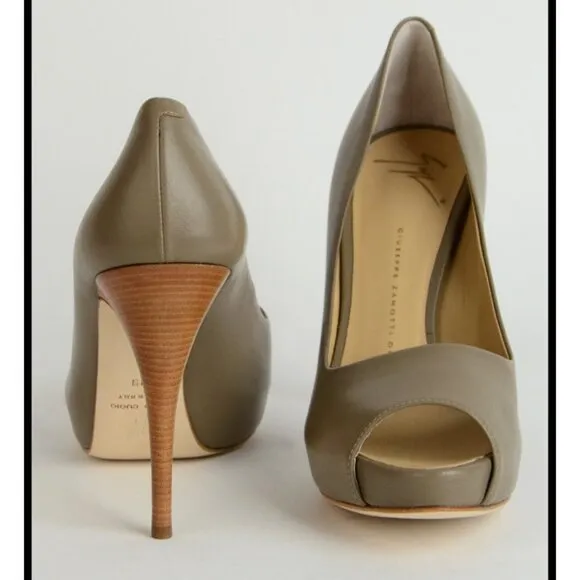 GIUSEPPE ZANOTTI SHOES PLATFORM PUMPS OPEN TOE LEATHER HIGH HEEL IT 39.5 US 9.5