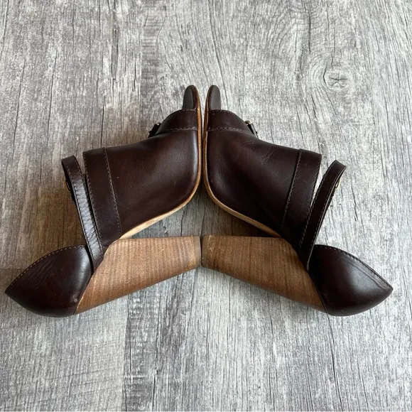 GIVENCHY EU 37 US 6.5 Brown Leather Open Toe Ankle Pump Booties Shoes