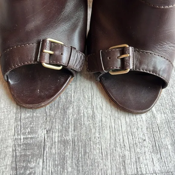 GIVENCHY EU 37 US 6.5 Brown Leather Open Toe Ankle Pump Booties Shoes