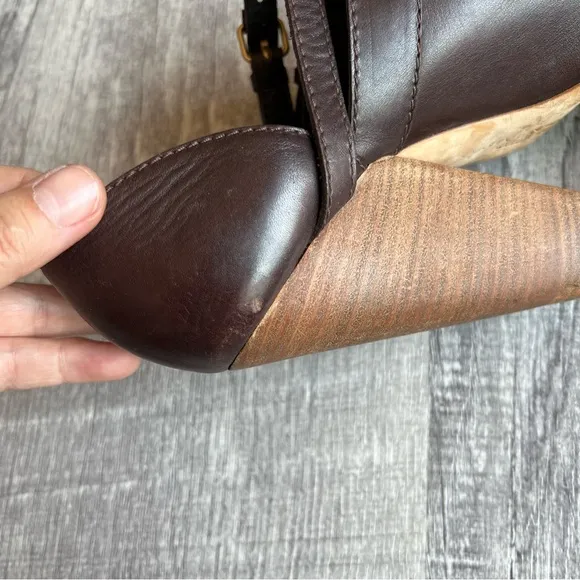 GIVENCHY EU 37 US 6.5 Brown Leather Open Toe Ankle Pump Booties Shoes