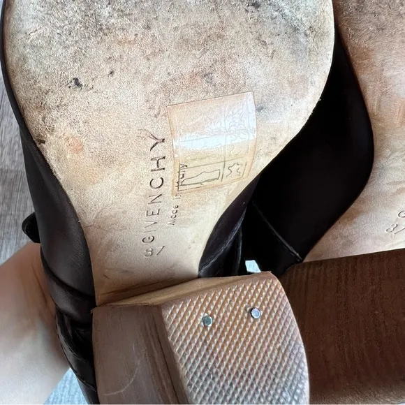 GIVENCHY EU 37 US 6.5 Brown Leather Open Toe Ankle Pump Booties Shoes