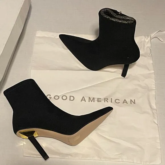 Good American Black Ankle Shine Neoprene Booties NEW Size 7.5