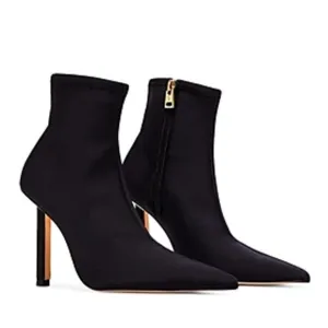 Good American Black Ankle Shine Neoprene Booties NEW Size 7.5