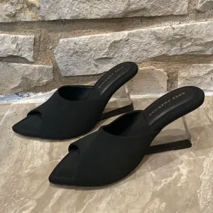 Good American Black Point Toe Acrylic Clear Heel Shoes 7