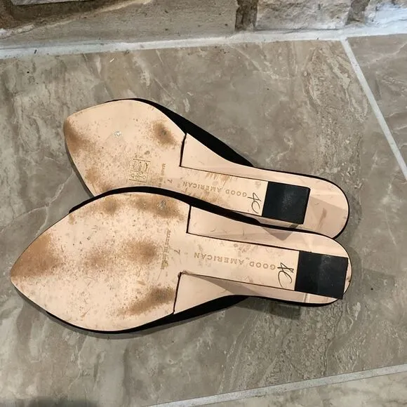 Good American Black Point Toe Acrylic Clear Heel Shoes 7