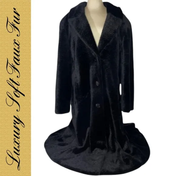 Gorgeous Luxury Fur Coat Full Long Length Soft High Quality Faux Fur Size XL