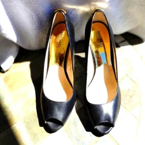 GORGEOUS MK OPEN TOE GENUINE LEATHER HIDDEN PLATFORM HEELS SHOES SIZE 11